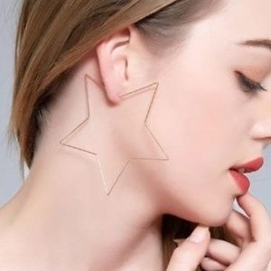 Gold Star Hoop Earrings